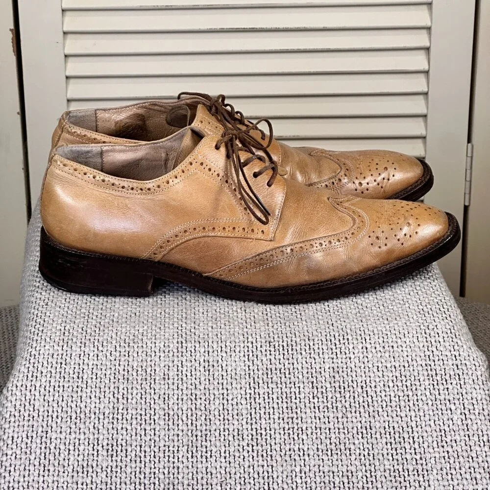 Bronx brand Italy Made Brogues Oxfords Round Point Toe Mens Dress Shoes Size 9.5